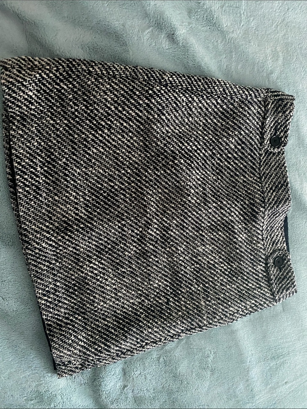 LOFT Black Skirt with Subtle Tweed-Trim Waistband